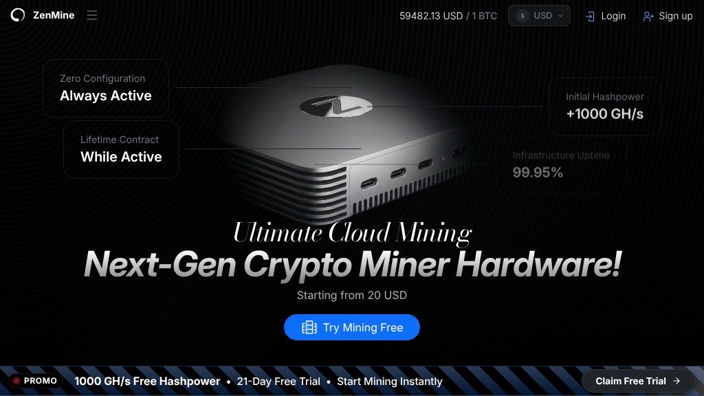 Screenshot of ZenMine: Simplifying Bitcoin Cloud Mining for Everyone