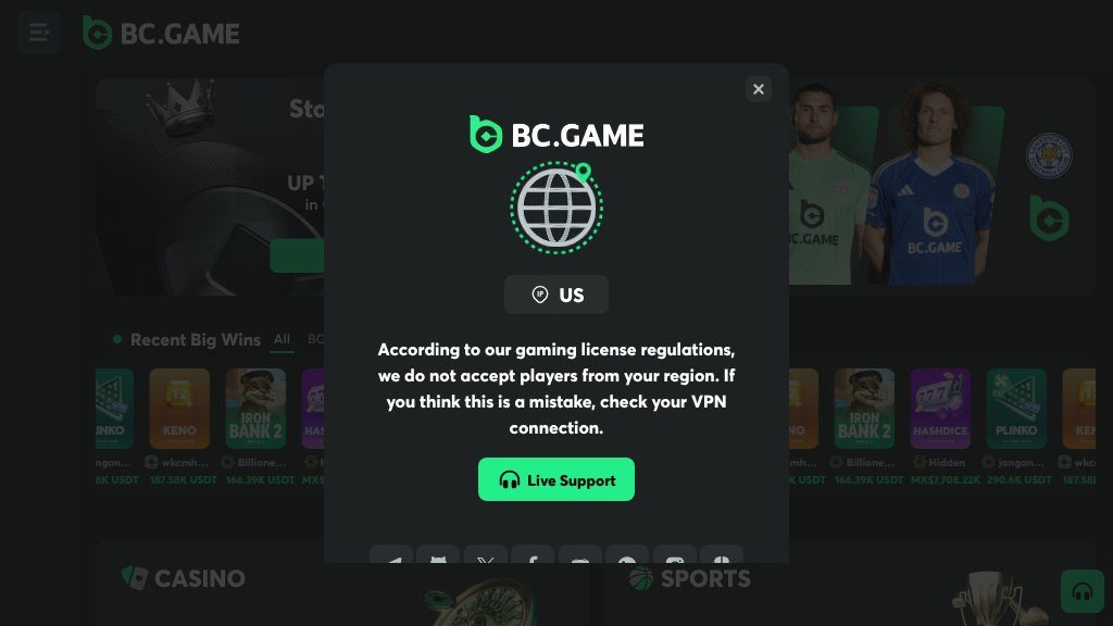 Screenshot of BC.Game: Your Comprehensive Guide to Crypto Casino Entertainment