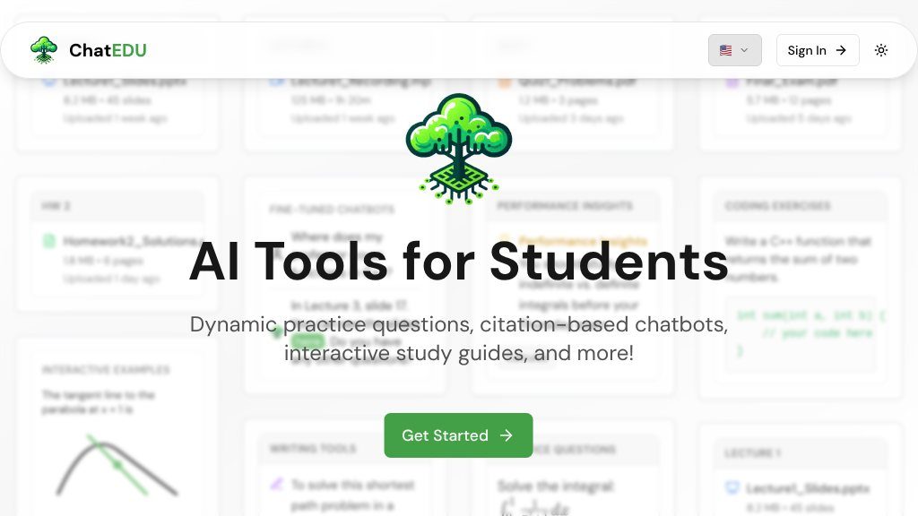 Screenshot of ChatEDU: AI-Powered Study Tools for Smarter Learning