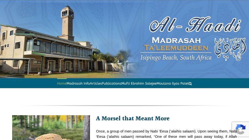 Screenshot of Al-Haadi: Madrasah Taleemuddeen’s Islamic Education and Online Resources