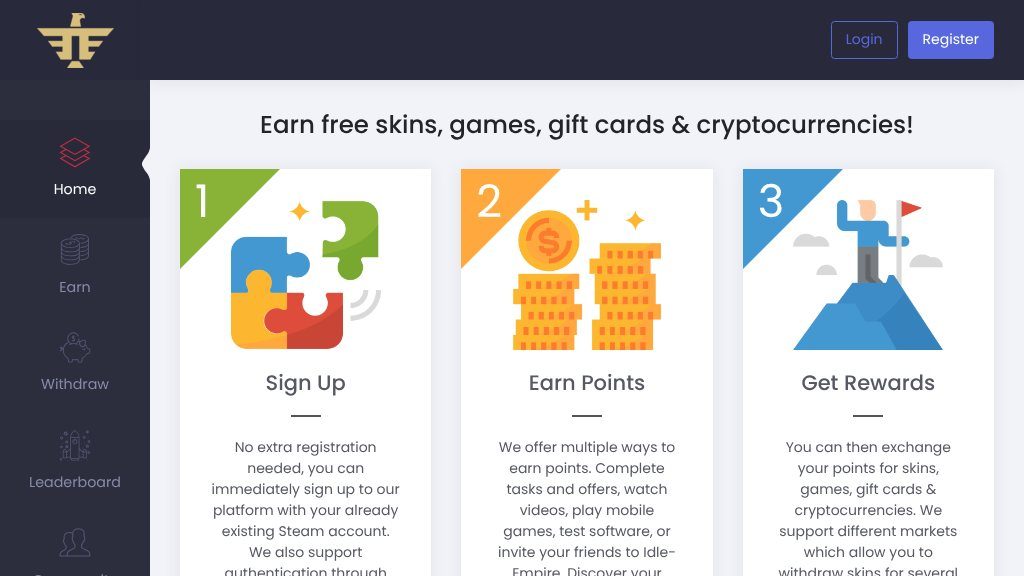 Screenshot of Level Up Your Rewards: Get Free Skins, Games, and More with Idle-Empire