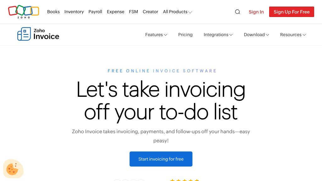 Screenshot of Free invoice maker for US small businesses | Zoho Invoice